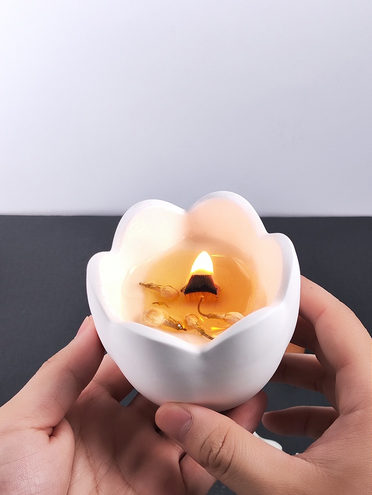 永生花香薰蜡烛花瓣造型蜡烛白色仿瓷 大豆蜡高级家用香薰伴手礼详情8