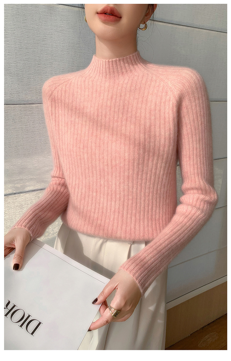 100% cashmere semi-high-neck cashmere sweater for women in autumn and winter, long-sleeved knitted base layer, thick warm sweater for women pic 17