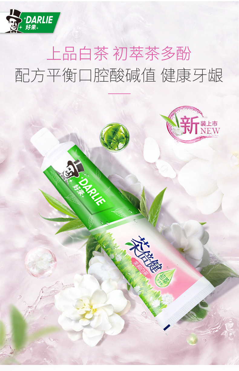 好来原黑人牙膏茶倍健茉莉白茶90g健康牙龈清新口气牙膏批发代发详情4