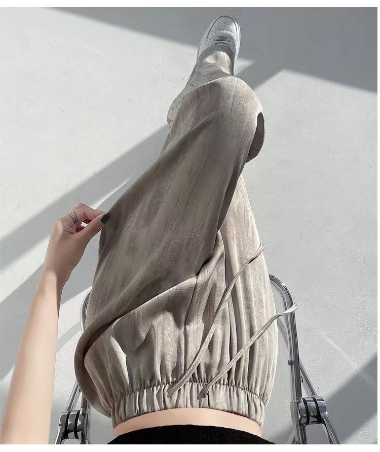 冰丝醋酸缎面扎染阔腿裤 女夏季宽松直筒垂感休闲裤 一件代发 轻松打造时尚休闲风详情11