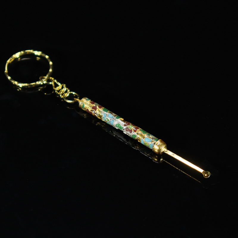 Beijing Cloisonne vintage collection, traditional polished keychain with cloisonne enamel, pendant ear scoop pic 5