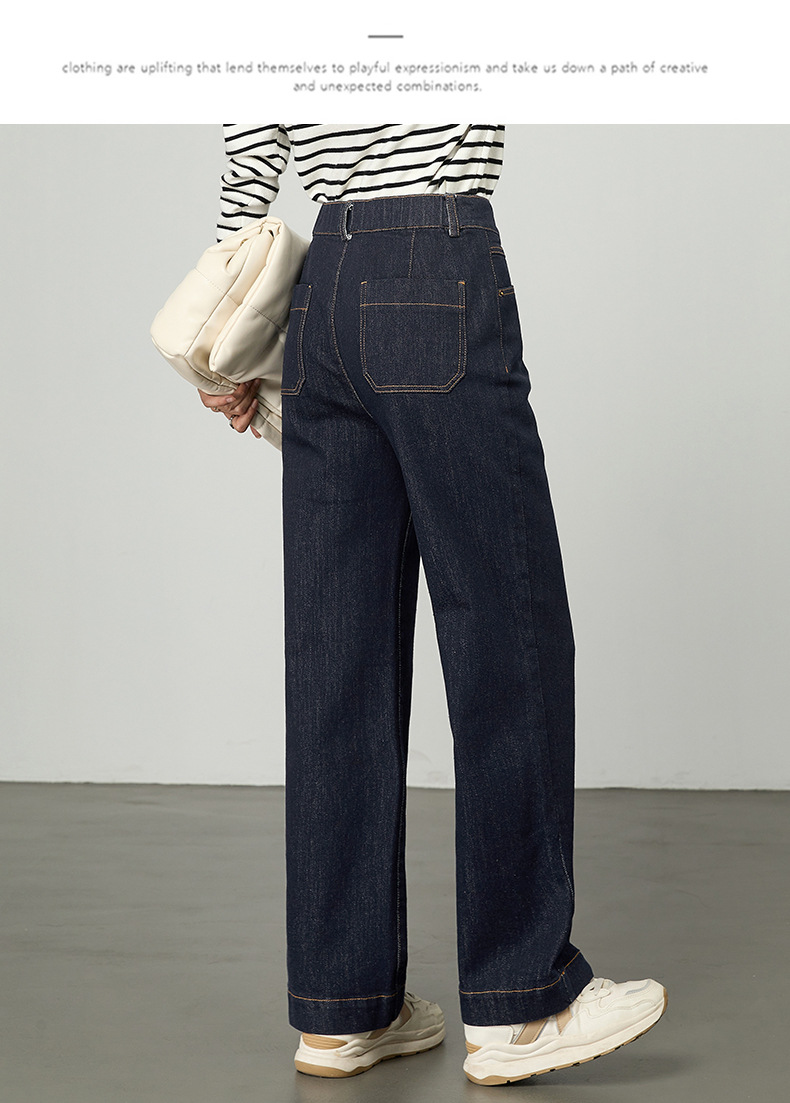 2025秋季新款窄版阔腿牛仔裤女宽松高腰小个子休闲复古直筒九分裤详情39