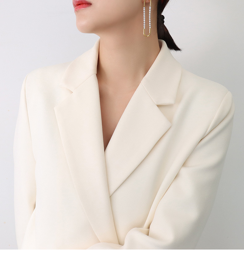 法式choker夸张U形耳环镶嵌锆石设计耳饰钛钢镀18K金饰品配饰女详情20