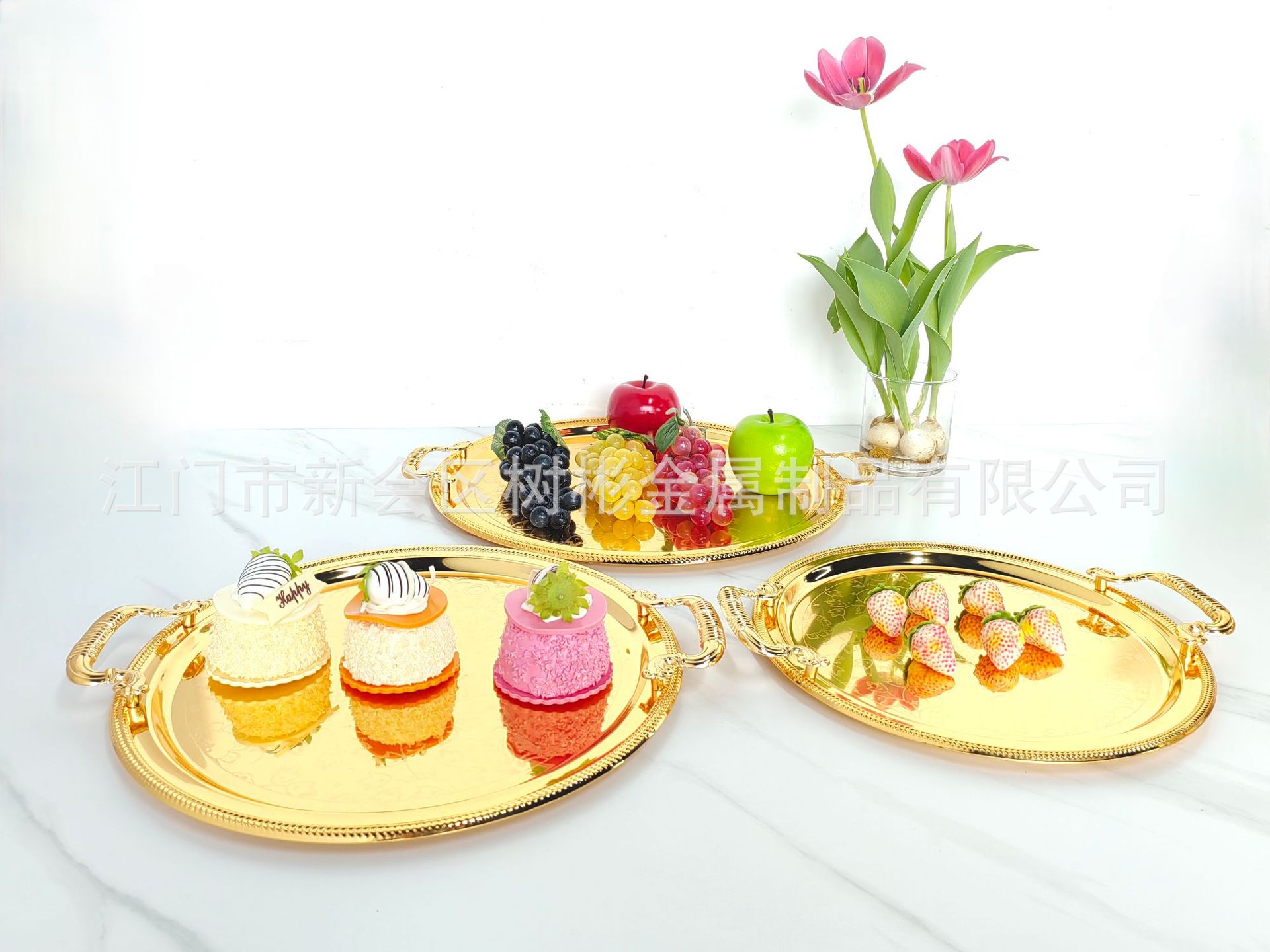 欧式镀金镀银蛋糕盘家居酒店高档点心盘圆形水果盘详情4