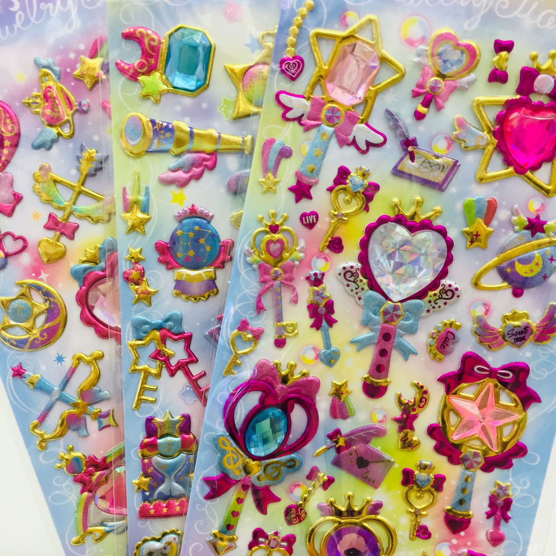 批发彩钻装饰手工贴画镭射女孩公主儿童立体水晶贴宝石钻石贴纸详情10