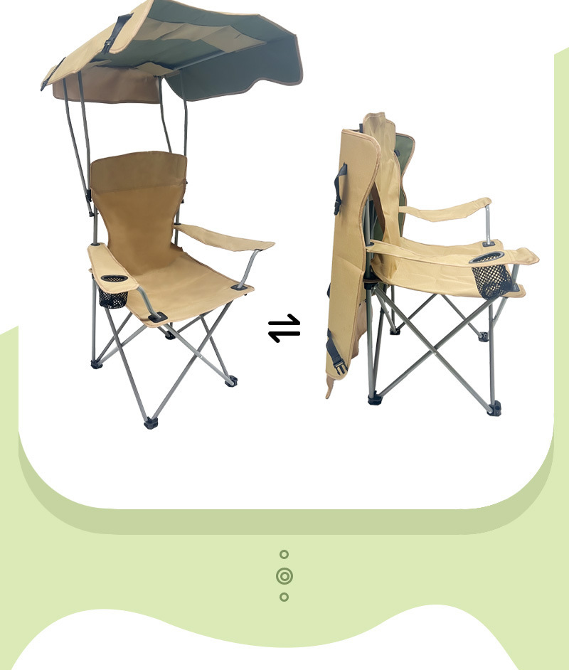 Outdoor camping sunshade armchair, portable folding backrest armchair, barbecue, fishing, picnic, fishing and leisure chair pic 5