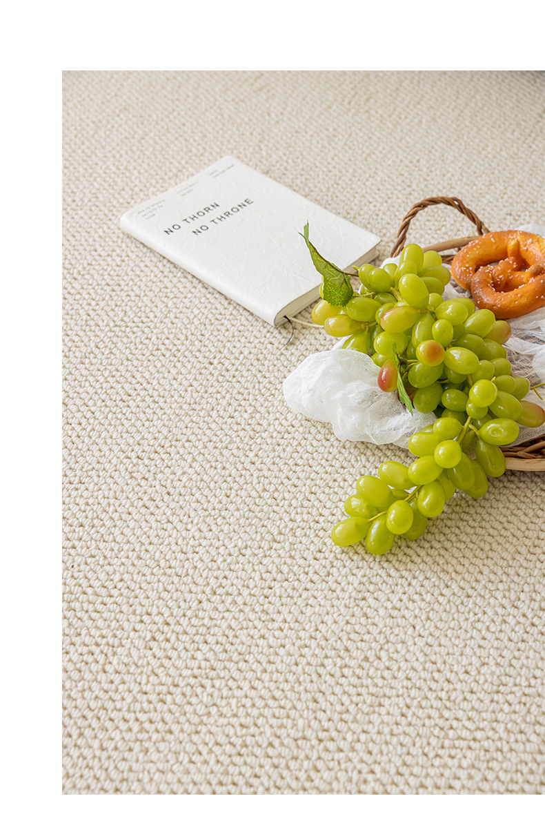 Cream-style solid-color bed carpet for the bedroom, imitation fencing to prevent cat scratches, photo studio, soundproof, thickened woven floor mat pic 23