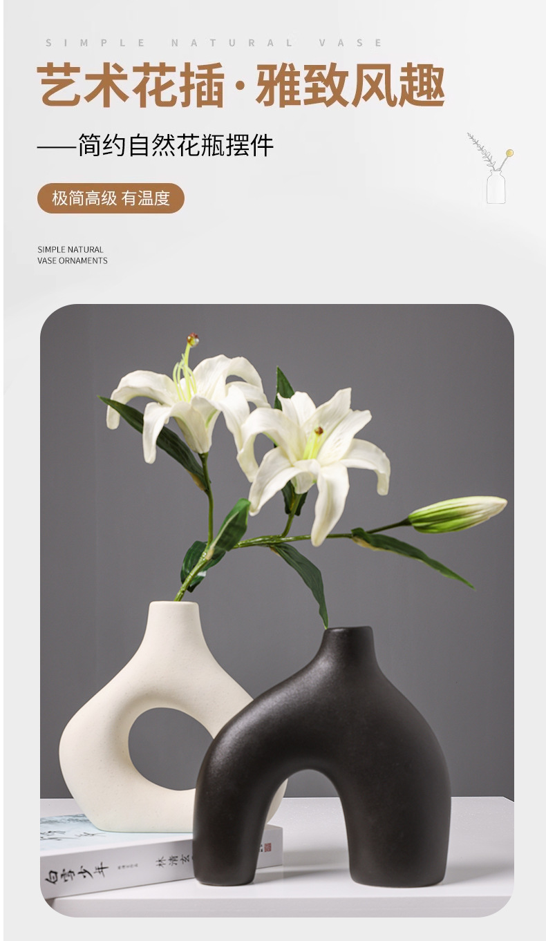 2025 Nordic Ins-style ceramic vase, creative living room flower arrangement, high-end artistic home decoration for hotels and homestays pic 7