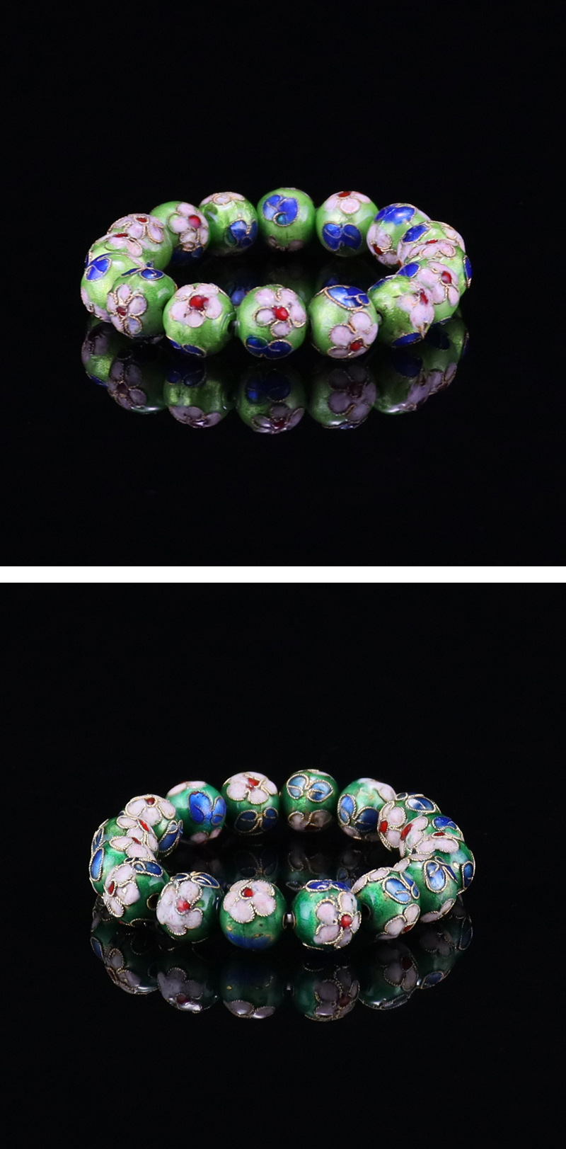 Beijing Cloisonne classical ethnic style jewelry, cloisonne enamel filigree silver blue round bead bracelet pic 41