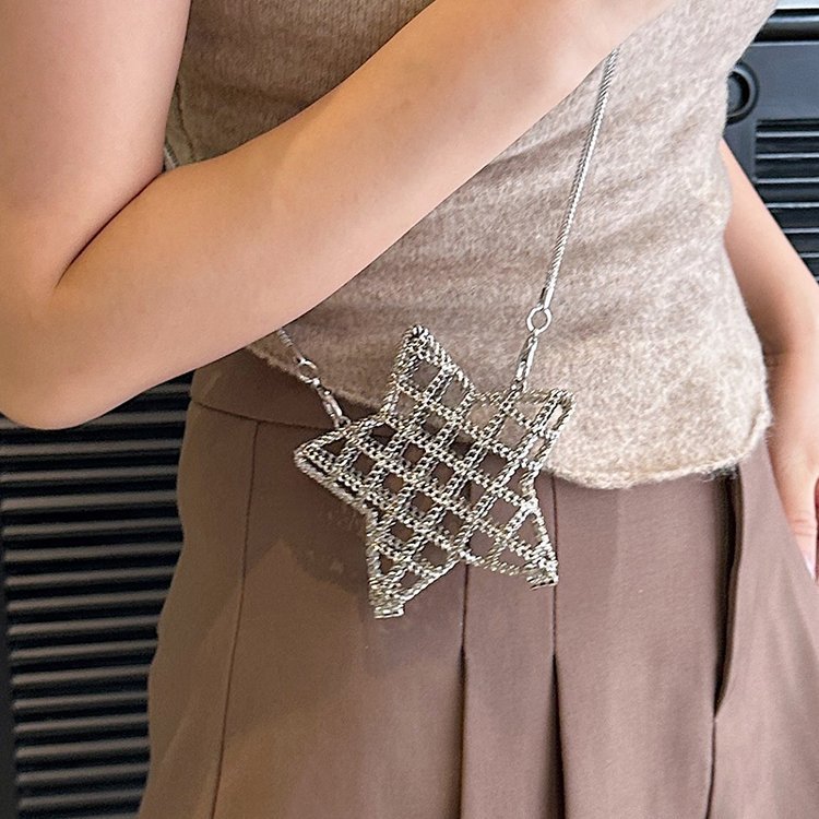 跨境2024夏新款小香风镂空金属星星包晚宴包单肩斜挎气质链条女包详情122