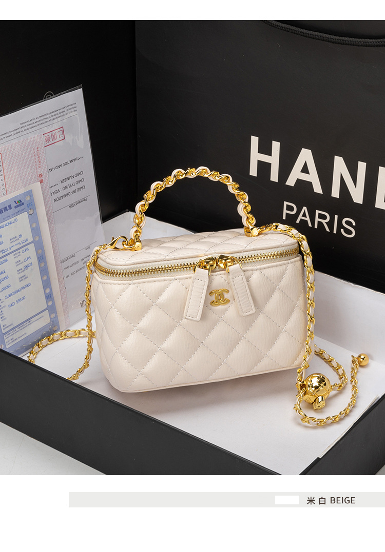 小香风盒子包包女士手提包2024新款时尚菱格链条包百搭单肩斜挎包详情21