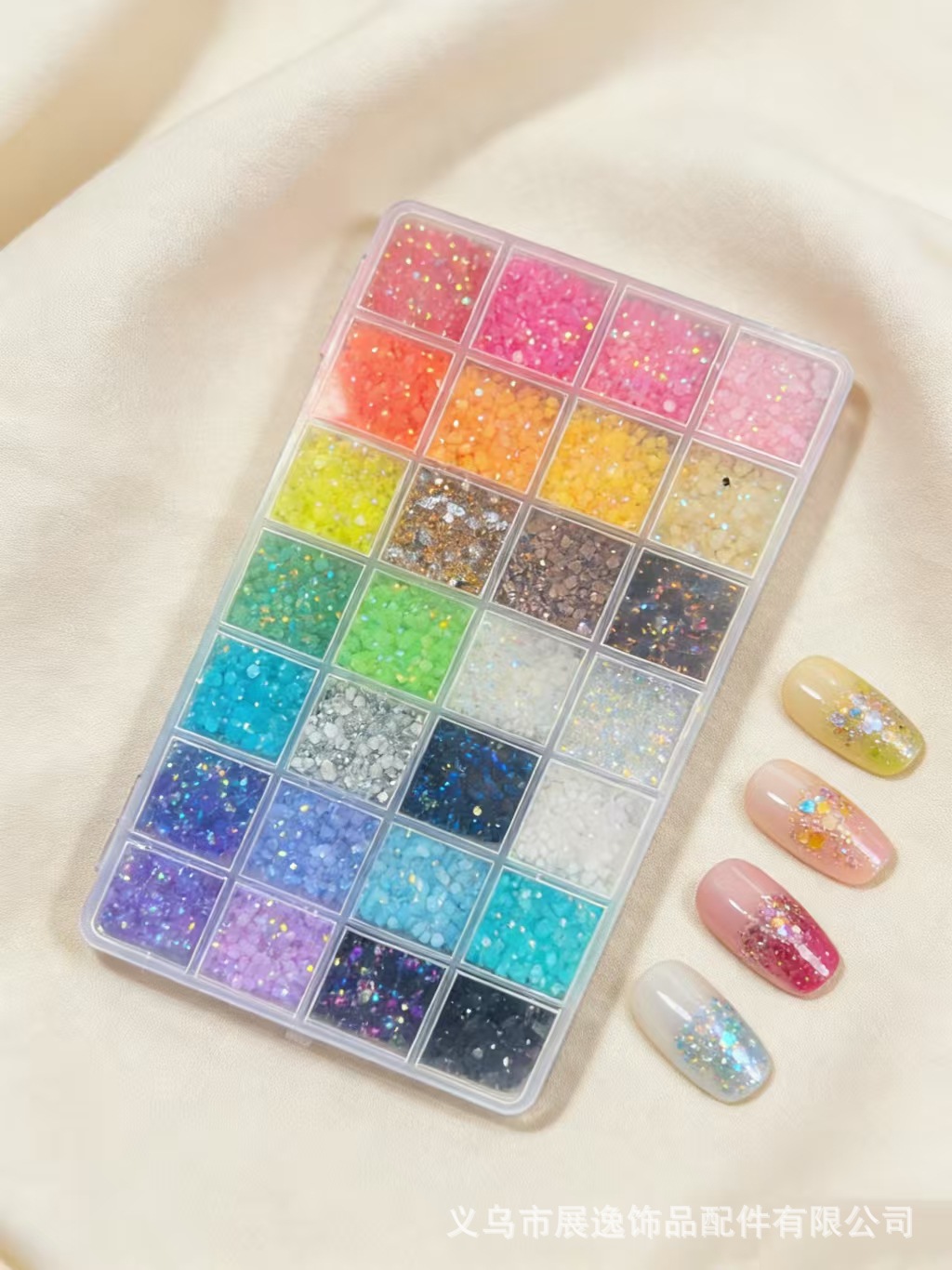 Amazon bestseller Customized 24283240 grid box AB color flat bottom jelly resin diamond box diy jewelry accessories pic 10