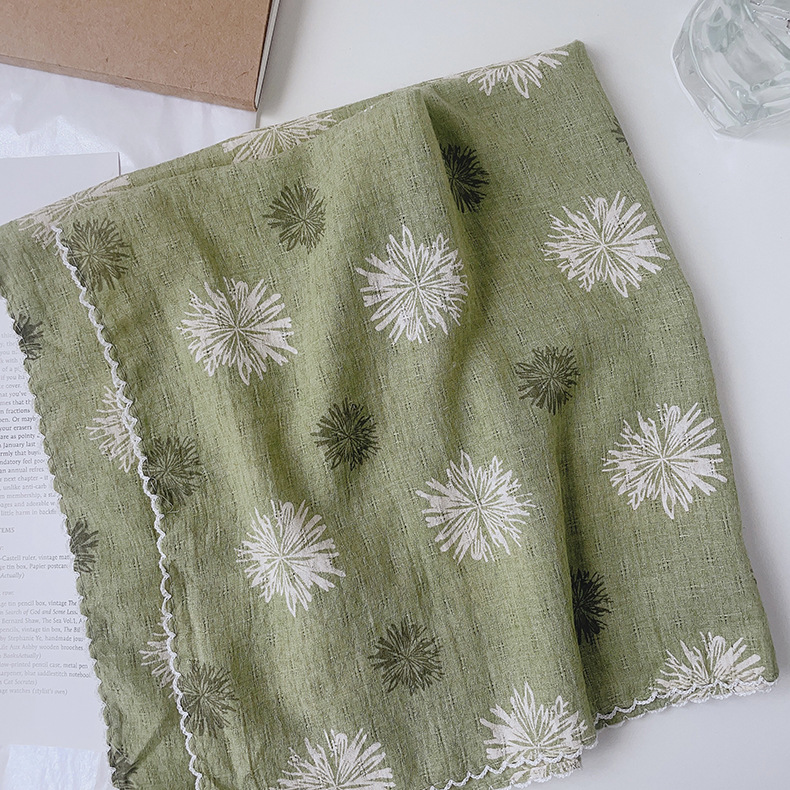 Japanese-style breathable cotton and linen small square scarf for women, 60x60cm, forest girl neck protection small scarf, sun protection travel photo headscarf pic 22