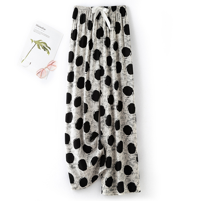 Cotton silk pajama pants for women in summer, thin artificial cotton wide-leg pants, can be worn outside in spring and autumn, loose home air conditioning nine-inch long pants pic 21