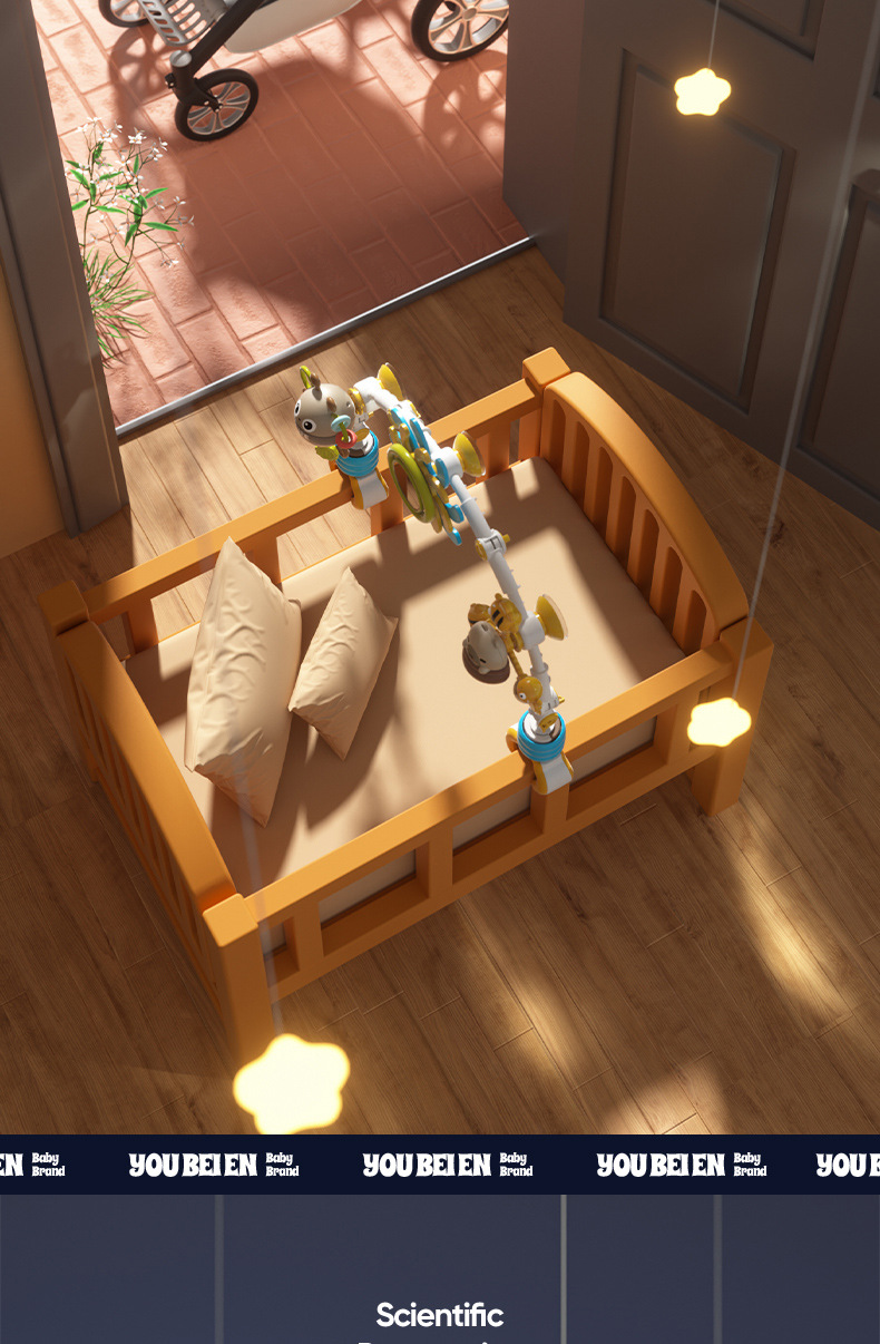 Cross-border baby stroller hanging items, bed bells, multi-functional rotating bell soothing toys, baby bed hanging toys pic 6