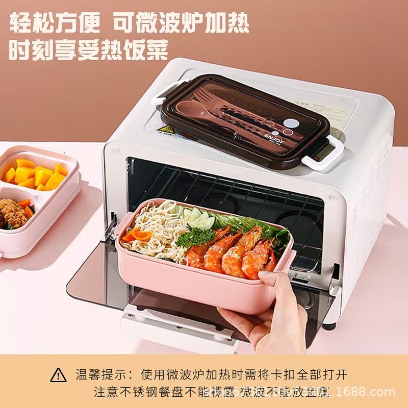 Double-layer bento box, office worker fat-reducing meal, compartments lunch box, microwave oven-safe, large-capacity lunch box pic 3