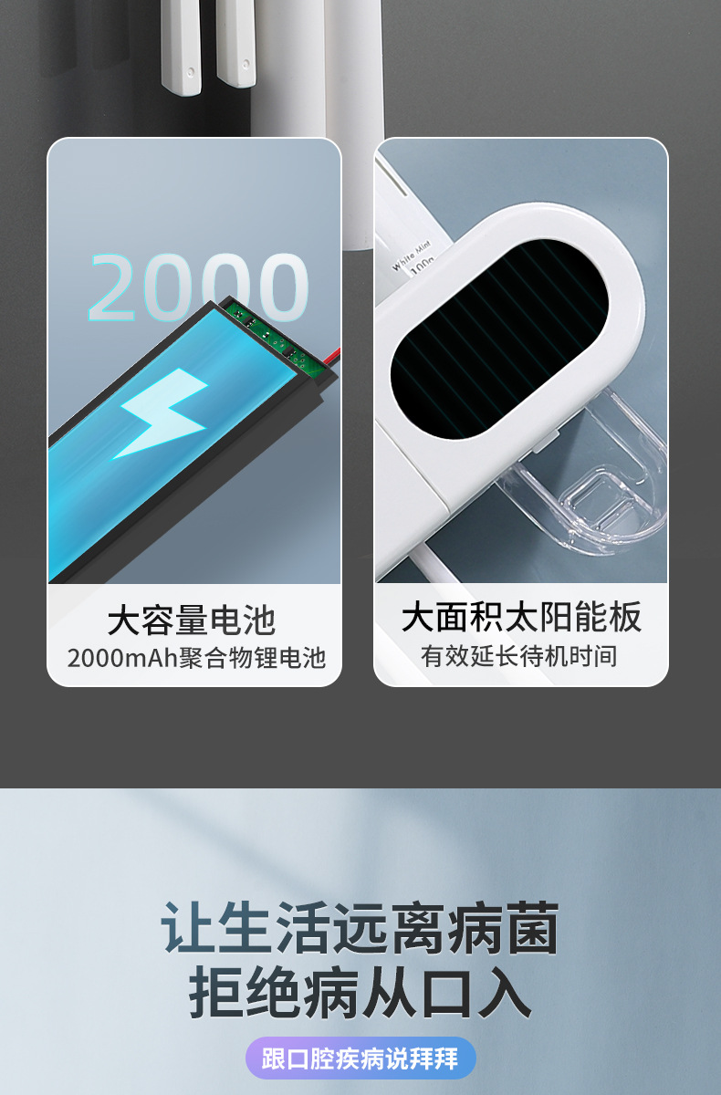 牙刷消毒器置物架紫外线电动刷牙杯挂墙式免打孔杀菌牙杯收纳挂架详情8