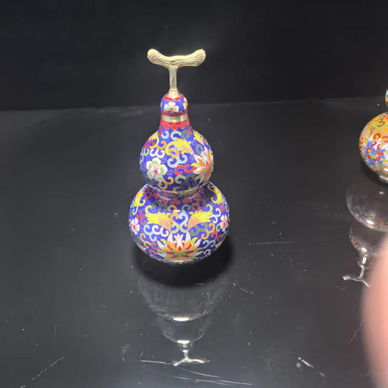 北京景泰蓝风水摆件传统铜铸胎掐丝低温珐琅仿古开盖八卦葫芦详情2