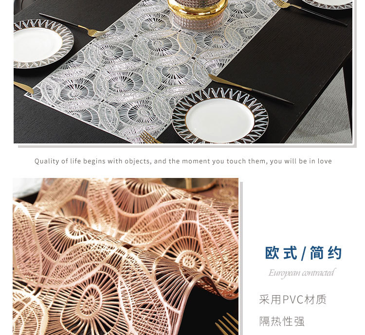 亚马逊热销PVC烫金桌旗 美式轻奢家用装饰垫餐桌长巾跨境专供详情7