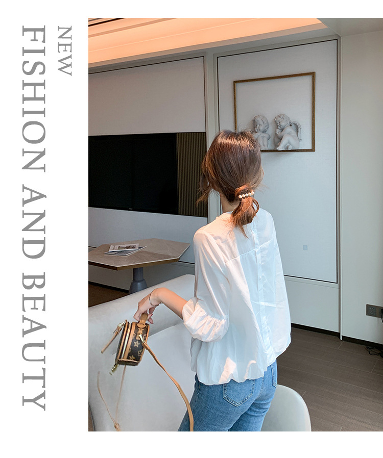 Lace shirt for women, 2022 new style floral lantern sleeve spring and summer chiffon shirt, cut-out top chiffon shirt pic 10