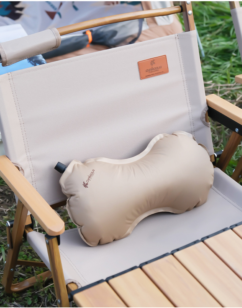 Xanoduji portable sponge backrest for outdoor camping, automatic inflatable simple pillow, multi-purpose bean filling pillow pic 20
