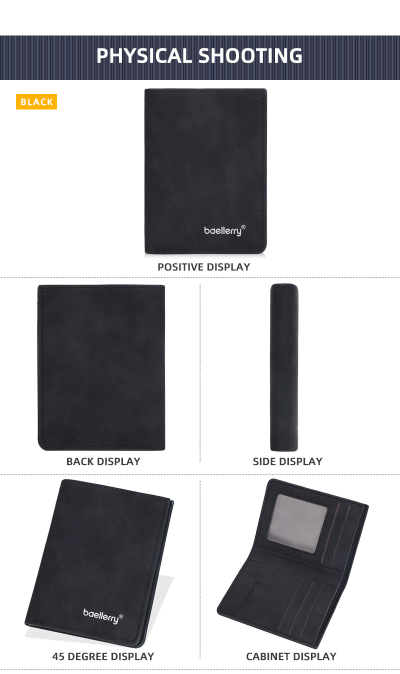 新款男士短款钱包跨境薄款磨砂皮商务两折钱夹高级感学生简约票夹详情7