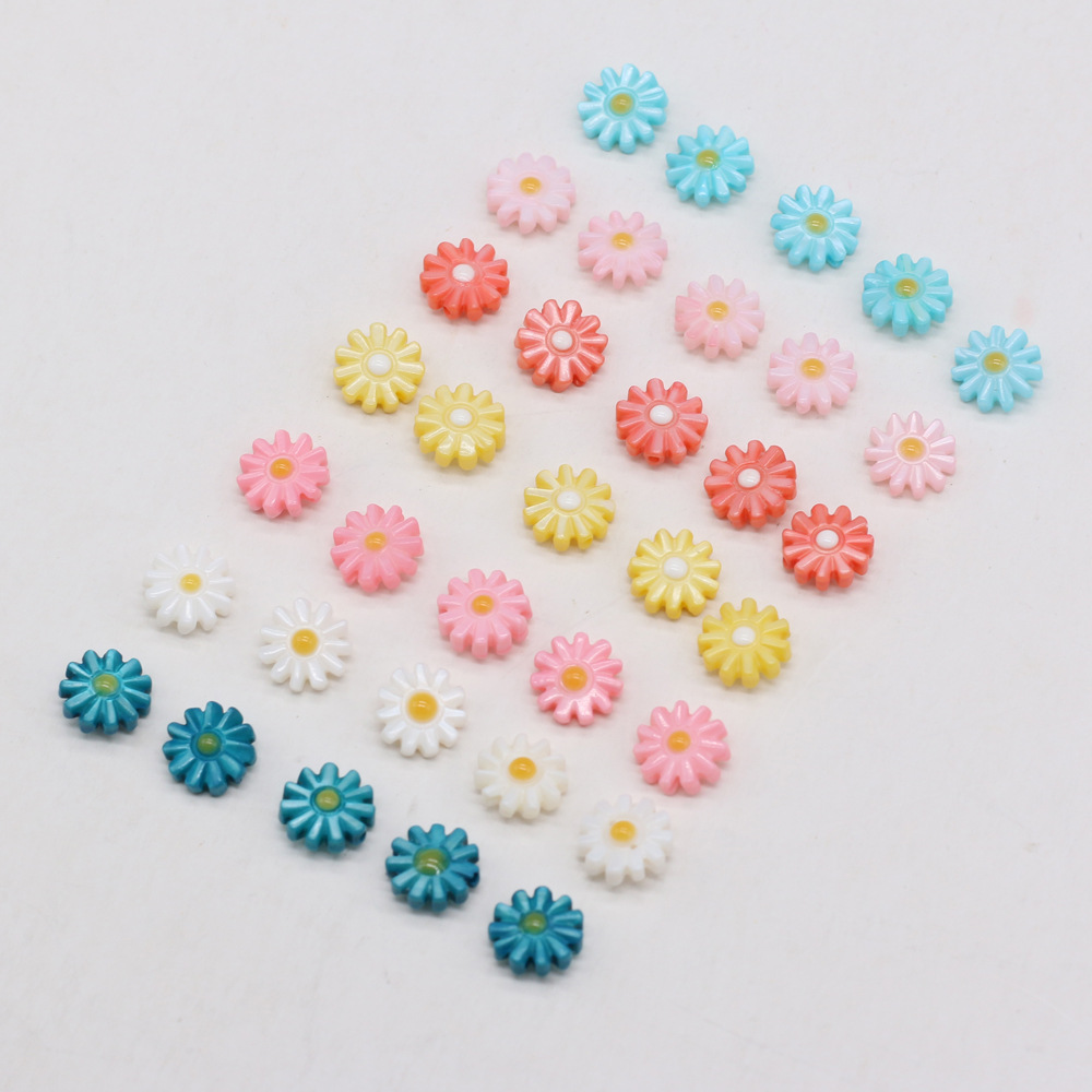 DIY jewelry accessories, natural shell hand-carved sunflowers, multi-color through-hole hairpins, earrings and pendants wholesale pic 3