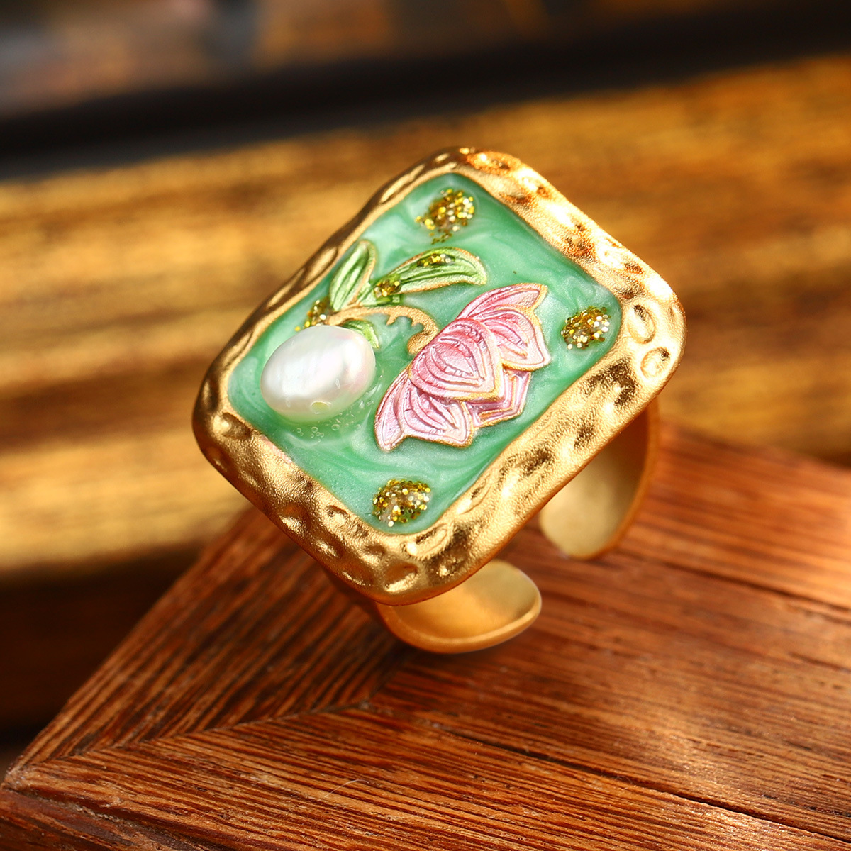 中古vintage饰品油画系列花朵戒指巴洛克天然珍珠手饰夏小众文艺详情40