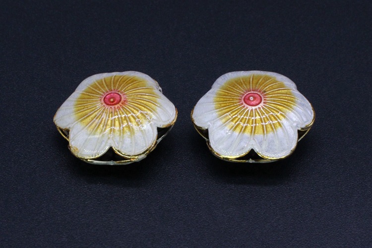 Traditional high-temperature enamel mechanism silver-blue ancient-style jewelry accessory, back cloud partition bead cloisonne 19mm large six-petal flower pic 6