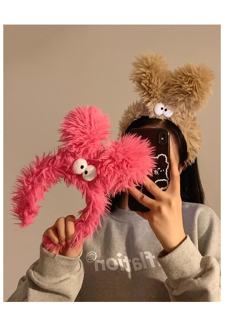 Funny and fun small eyes headband, cute long ears dog face wash headband, girlish heart mask, fluffy hair band pic 3