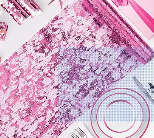 亚马逊跨境爆款烫金箔网眼桌旗节日派对婚礼装饰材料轻奢金色桌旗详情19