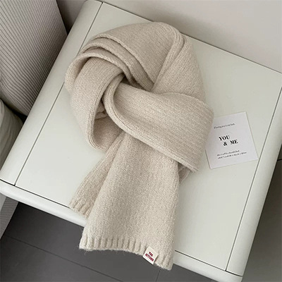 One-piece consignment wholesale of Korean solid color versatile autumn and winter new woolen couple and student small scarves, cute knitted warm scarves, street stall wholesale pic 5
