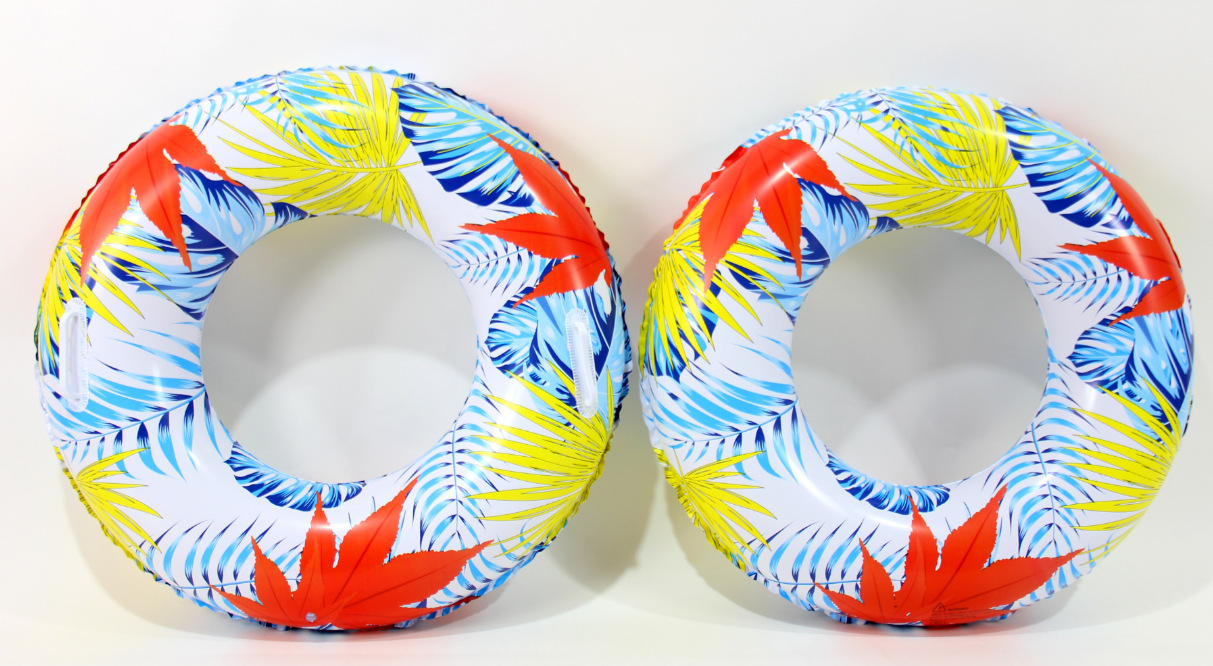 虹雨厂家直销爆款网红新款加厚大扶手枫叶丛林游泳圈详情4