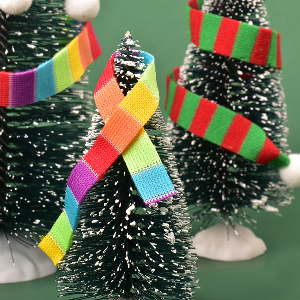 Christmas decorations: Mini scarf, woven fabric small scarf, red and white, red and green striped small scarf decoration pic 9