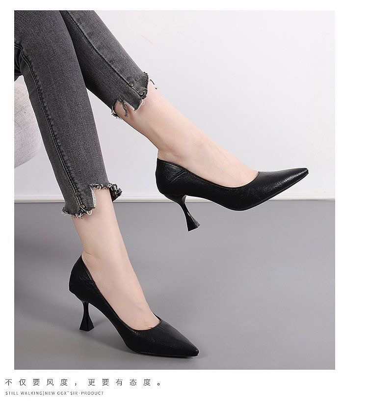 高跟鞋2024韩版浅口职业工作鞋两穿细跟尖头春秋季百搭单鞋女潮详情27
