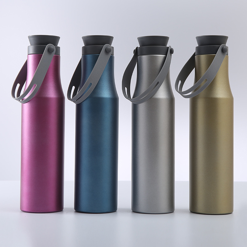 新款不锈钢太空壶男女学生便携吊带保温杯户外运动水壶定 制logo详情2