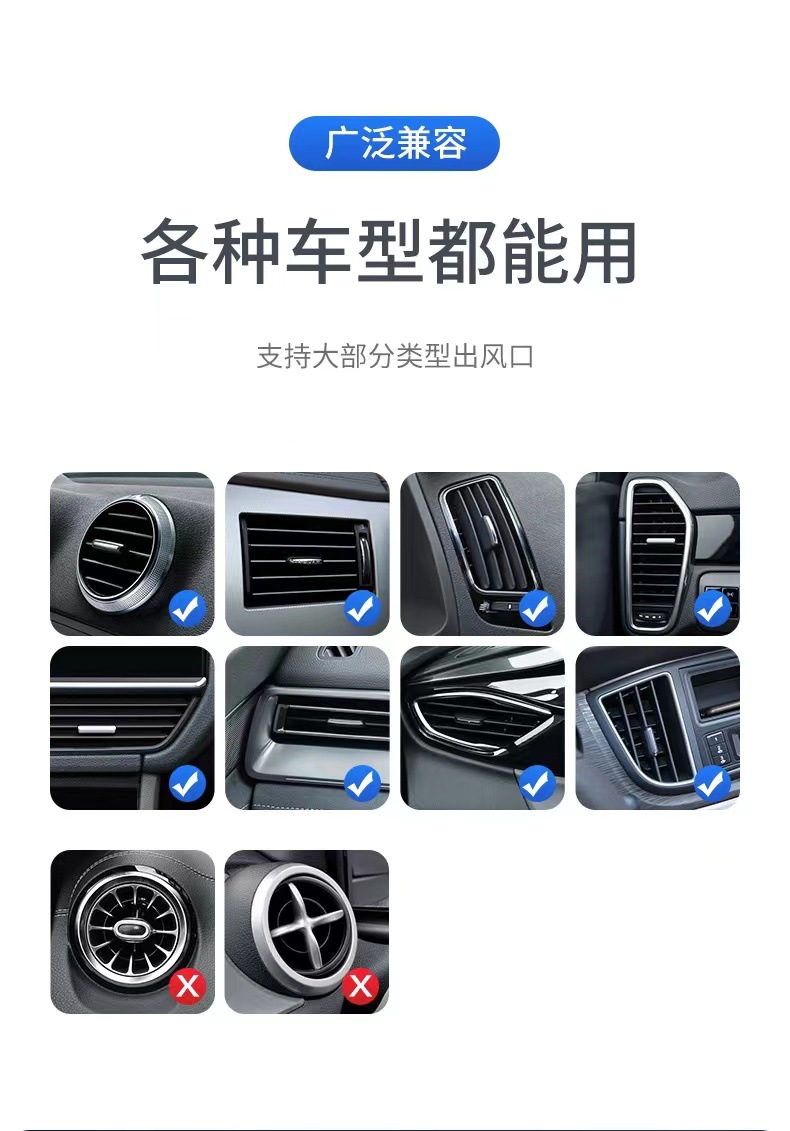 YC12 Gravity Phone Stand (Mirror surface + Hook) Metal Lock Hook Air Outlet Car phone stand, car gravity phone stand, car air outlet phone stand clamp pic 13