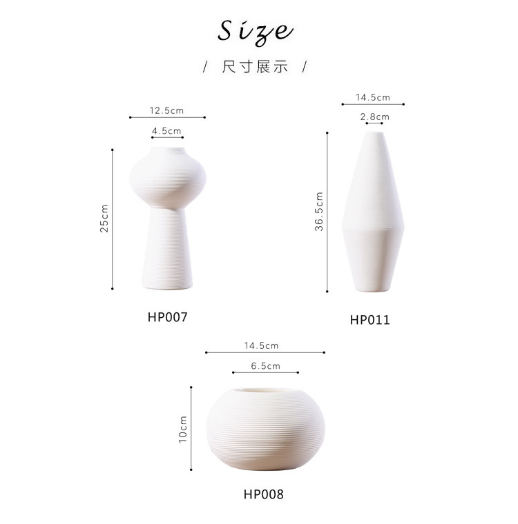 Nordic Ins-style white ceramic vase ornaments, dining table, living room flower arrangements, dried flowers, TV cabinet, simple soft furnishings pic 6