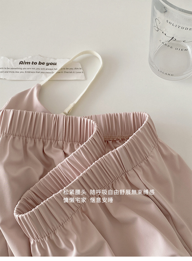 Summer new ice silk adjustable home wear two-piece set with chest pad buttons, ice skin halter shorts and pajama pic 10