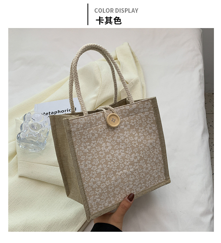 网红手提麻布包包女2023洋气上班外出手拎便当袋日系ins小挎包详情23