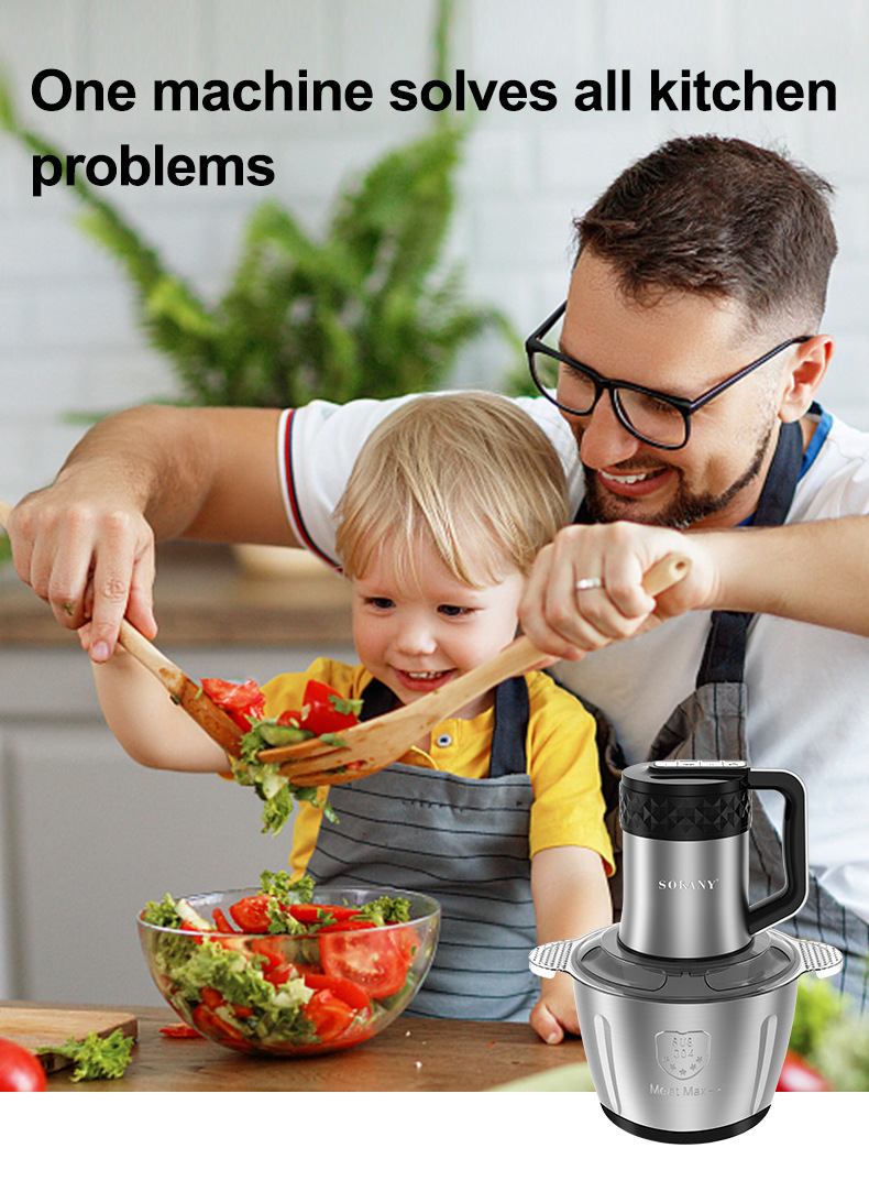 Foreign trade SOKANY06016 stainless steel 3L meat grinder, household electric mixer, vegetable and meat slicer pic 9