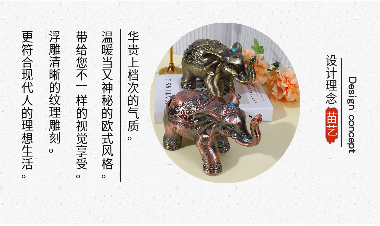 金属烟灰缸欧式大号宝石带盖大象烟缸家用高档防风防飞灰防摔收纳详情3