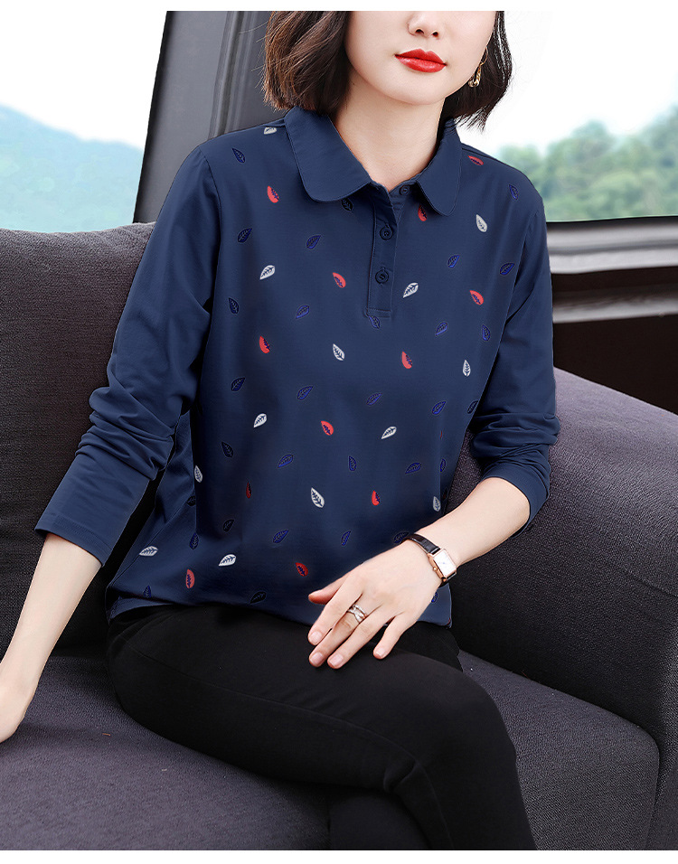 妈妈装2024年秋季新款长袖女T恤高级感小众设计宽松显瘦拼接上衣详情19