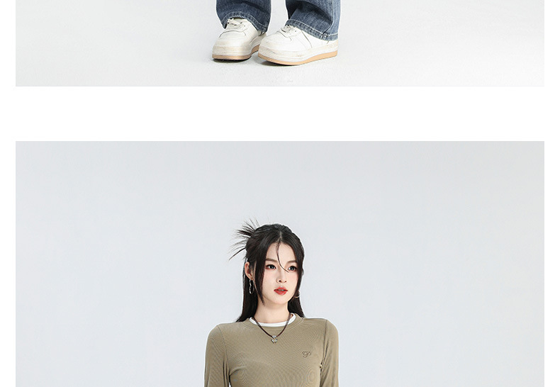 美式复古阔腿牛仔裤女春装2024年新款高腰显瘦绣花梨形身材直筒裤详情6