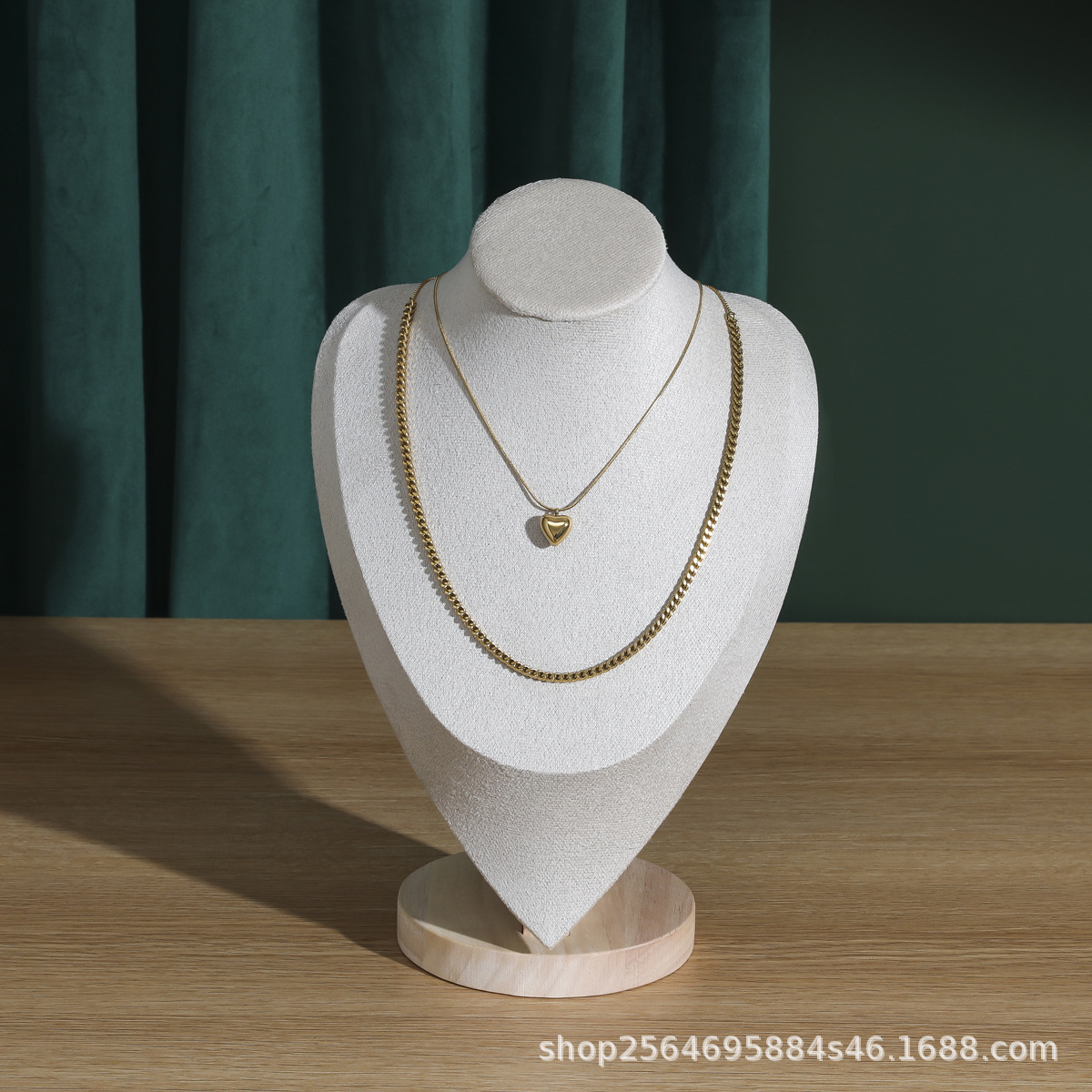 Wooden velvet necklace display stand, neck mold pendant stand, jewelry stand, human neck jewelry window storage, model stand pic 5