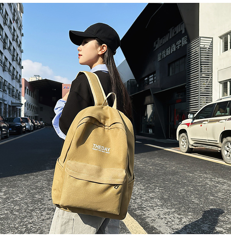 跨境港风双肩包男士大容量休闲韩版帆布大学生高中书包女潮流背包详情10