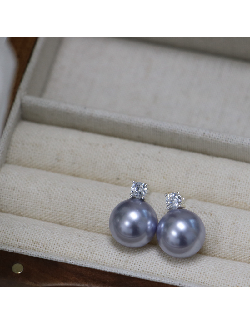 2024 Little Sweet Potato, Australian White, True Hemp, Lavender 5A, Zircon, Princess Diana, Shi Family Pearl 925, Pure silver Stud earrings, perfectly round pic 16