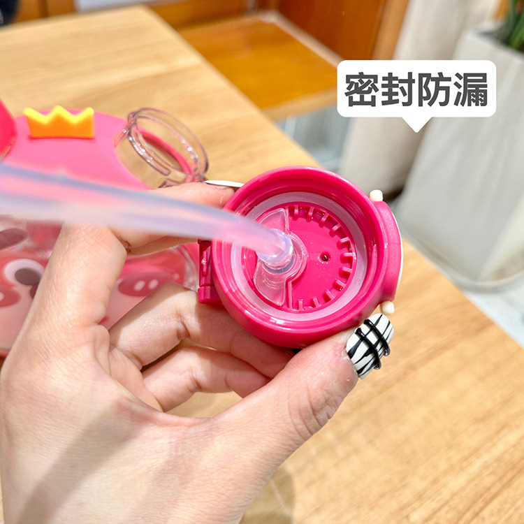 儿童可爱便携水壶女生大肚吸管塑料杯夏季学生上学男孩吸管杯子详情5