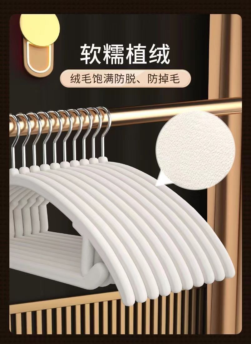 植绒衣架半圆防肩角衣挂家用防滑无痕弧形衣撑大衣整理师专用衣架详情5