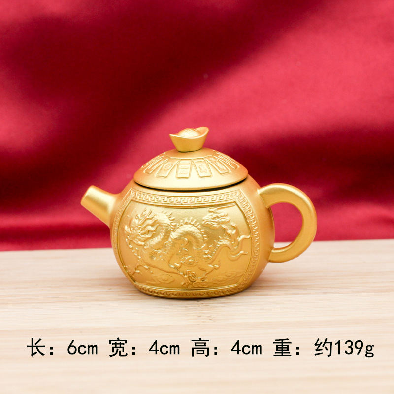 创意新款龙凤会转把把壶胡手把件小茶壶茶宠摆件打麻将地摊小铜器详情2